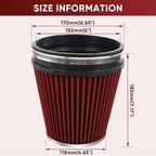 6" 152mm Cold Air Intake Filter Clamp-On Replacement High Flow Inlet Air Filter - Image 2