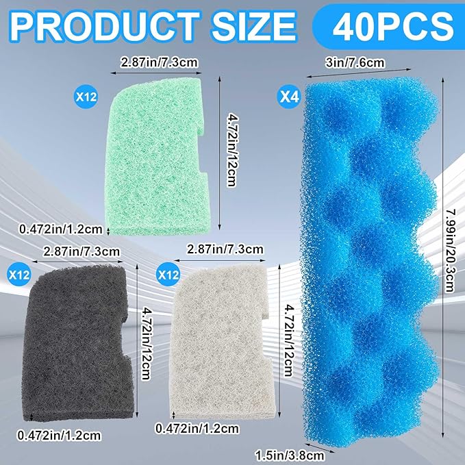 40 Pcs Replacement Filter Media Kit Compatible - Image 2