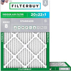 Filterbuy 20x22x1 Air Filter MERV 8 Essential Dust & Allergy Defense, by Filterbuy