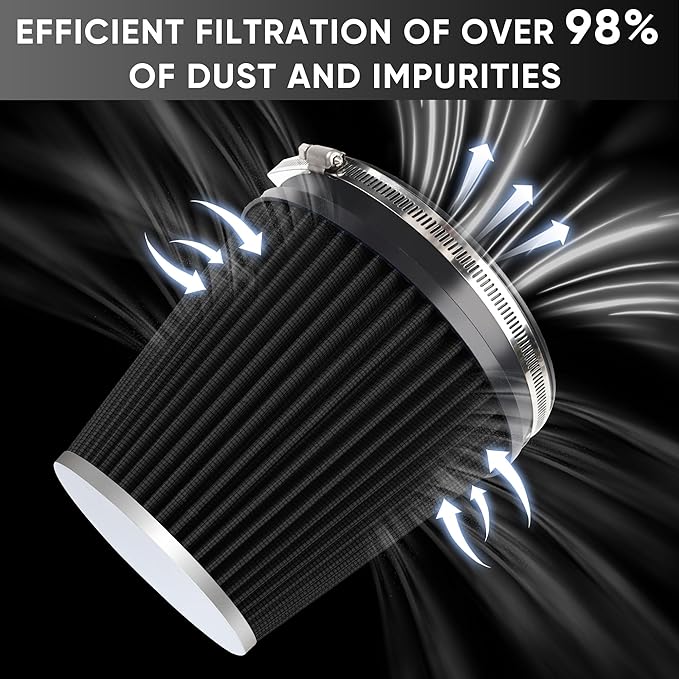 6" 152mm Cold Air Intake Filter Clamp-On Replacement High Flow Inlet Air Filter - Image 4