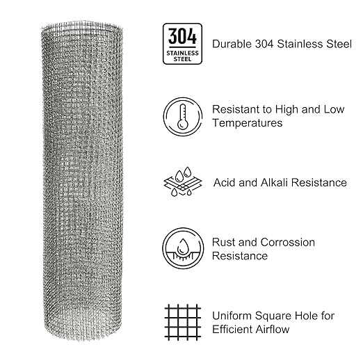 PATIKIL 40" L x 16" W Woven Wire Mesh, 6 Mesh 304 Stainless Steel Air Vent - Image 3