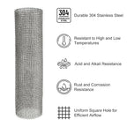 PATIKIL 40" L x 16" W Woven Wire Mesh, 6 Mesh 304 Stainless Steel Air Vent - Image 3