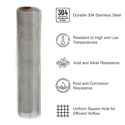 PATIKIL 40" L x 10" W Woven Wire Mesh, 10 Mesh 304 Stainless Steel Air Vent - Image 3