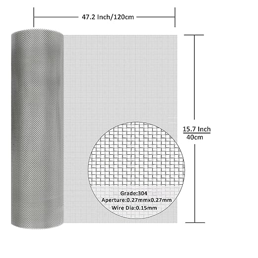 304 Stainless Steel Mesh Screen#60Mesh -Size:15.7"x47.2", - Image 2