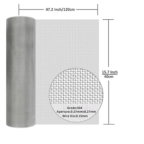 304 Stainless Steel Mesh Screen#60Mesh -Size:15.7"x47.2", - Image 2