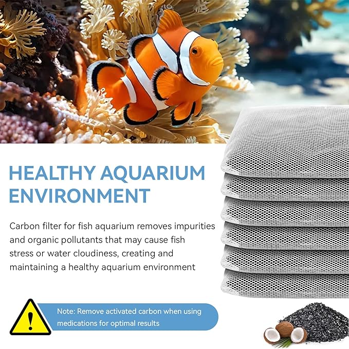 6 Pack Aquarium Activated Carbon Bags, Chemical Aquarium Filter Media, - Image 7
