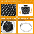 PTNHZ Universal Carbon Fiber 2.5" 63mm High Flow Cold Air Intake Cone Air - Image 3