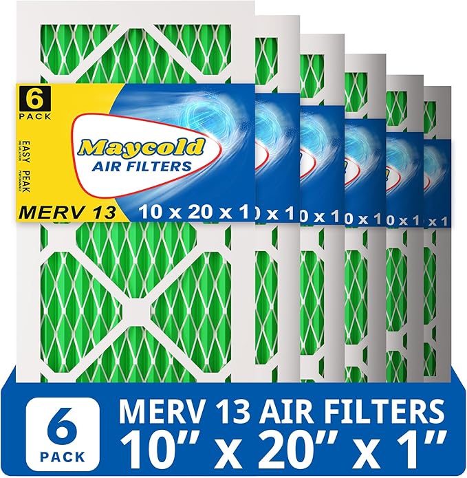 Maycold MERV 13 10x20x1 Air Filter, High-Efficiency Pleated AC & Furnace Filters by Maycold