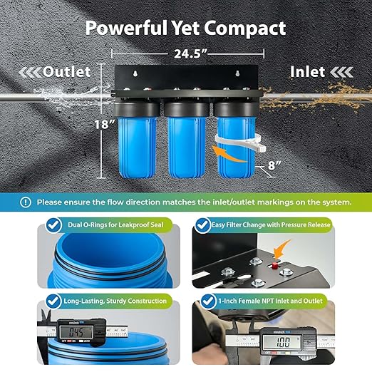 iSpring 3-Stage Whole House Water Filter System, Hydrogen Sulfide, Heavy Metals - Image 5