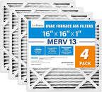 LotFancy 16x16x1 Air Filter MERV 13 4-Pack, Electrostatic Pleated HVAC Furnace by LotFancy