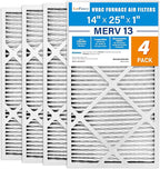 LotFancy 14x25x1 Air Filter MERV 13 4-Pack, Electrostatic Pleated HVAC Furnace by LotFancy