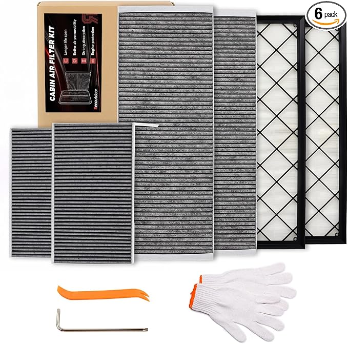 6-Pack HEPA Air Intake Filter & Upgrade Activated Carbon Cabin Air Filter Kit by Reeoutdoor