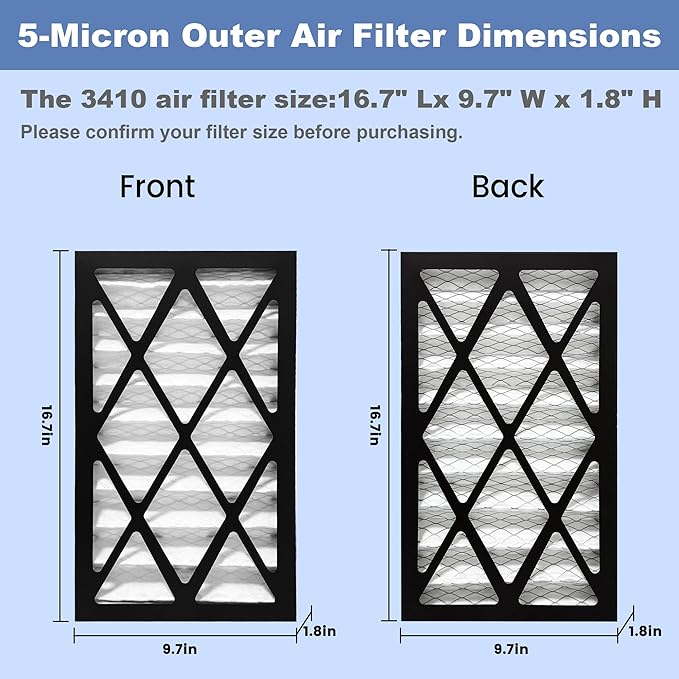 2 Pack 5-Micron Outer Air Filter Replacement Compatible - Image 2