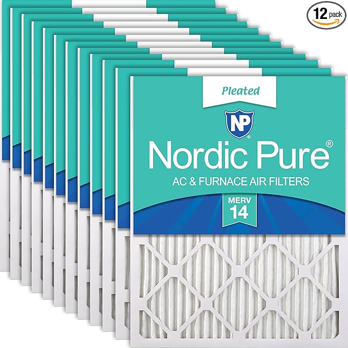 Nordic Pure 20x25x1 Pleated MERV 14 Air Filters 12 Pack by NordicPure