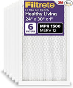 Filtrete 24x30x1 AC Furnace Air Filter, MERV 12, MPR 1500, CERTIFIED asthma & by Filtrete