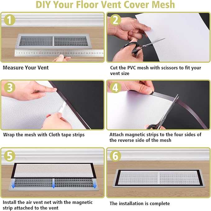 4 Pack 40cm x 30cm Magnetic Floor Vent Cover - Image 2
