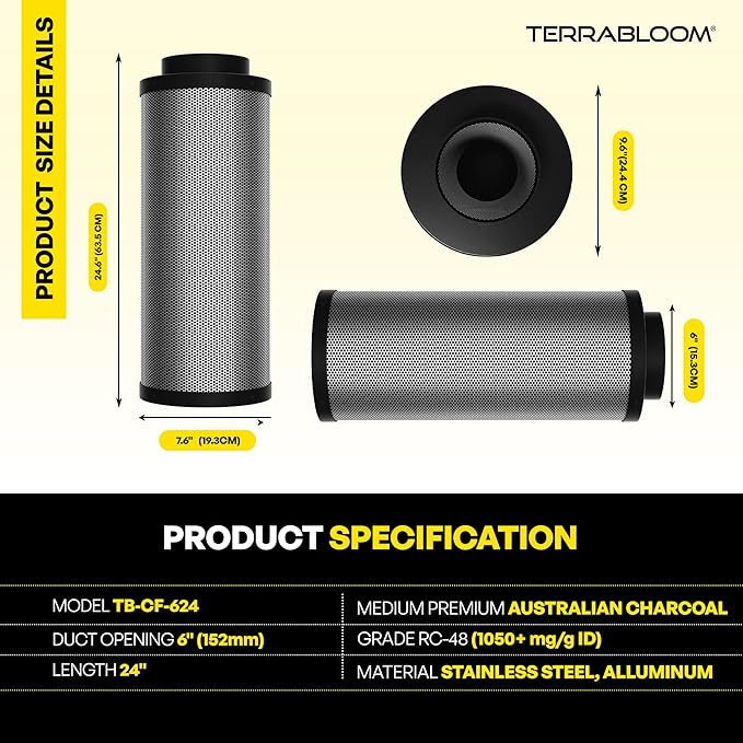TerraBloom 6" x 24" Carbon Filter - Image 2