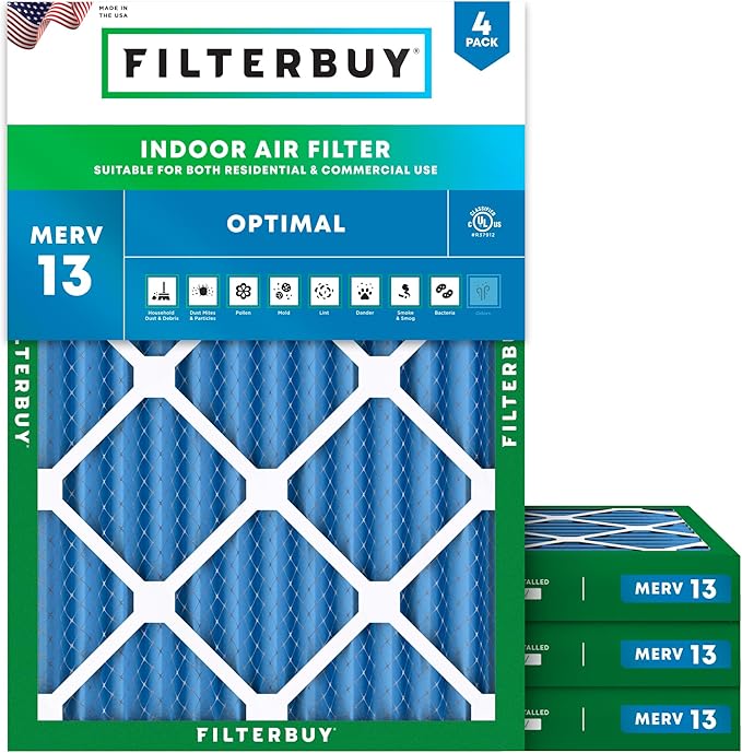 Filterbuy 20x22x2 Air Filter MERV 13 Optimal Smoke & Allergy Defense, by Filterbuy