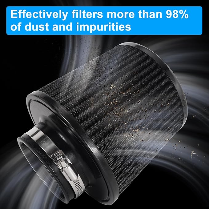 Cold Air Intake Filter High Performance Washable Filter Clamp-On Replacement - Image 3