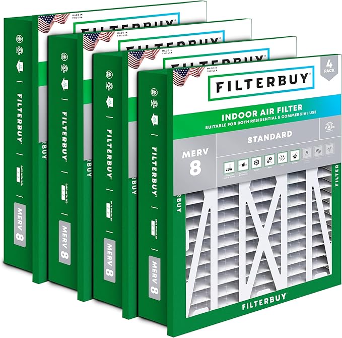Filterbuy 24x24x5 Air Filter MERV 8 Essential Dust & Allergy Defense, by Filterbuy