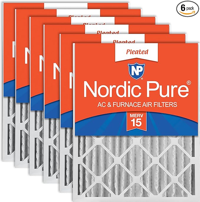 Nordic Pure 16x24x4 Pleated MERV 15 Air Filters 6 Pack by NordicPure