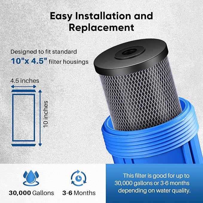10" x 4.5" Whole House Coconut Shell Activated Carbon Water Filter Replacement - Image 6