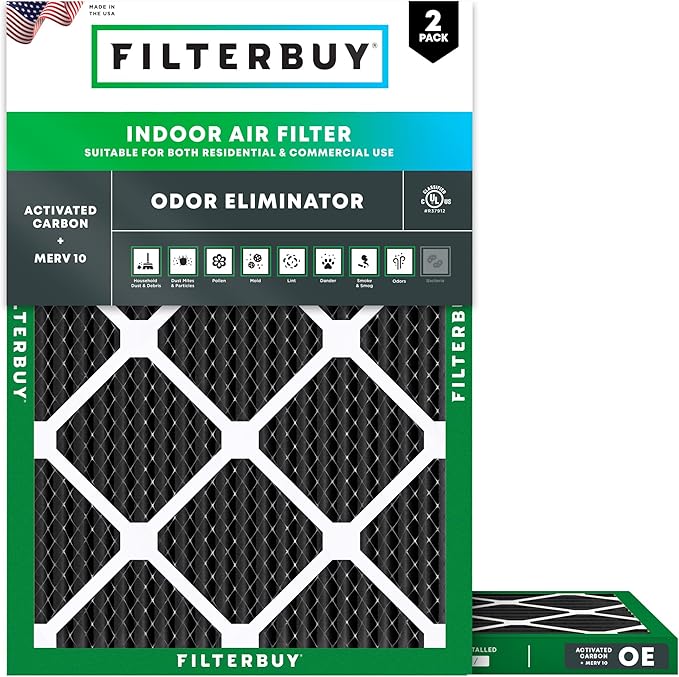 Filterbuy 20x25x1 Air Filter MERV 10 Odor & Allergy Defense by Filterbuy
