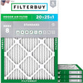 Filterbuy 20x25x1 Air Filter MERV 8 Essential Dust & Allergy Defense, by Filterbuy