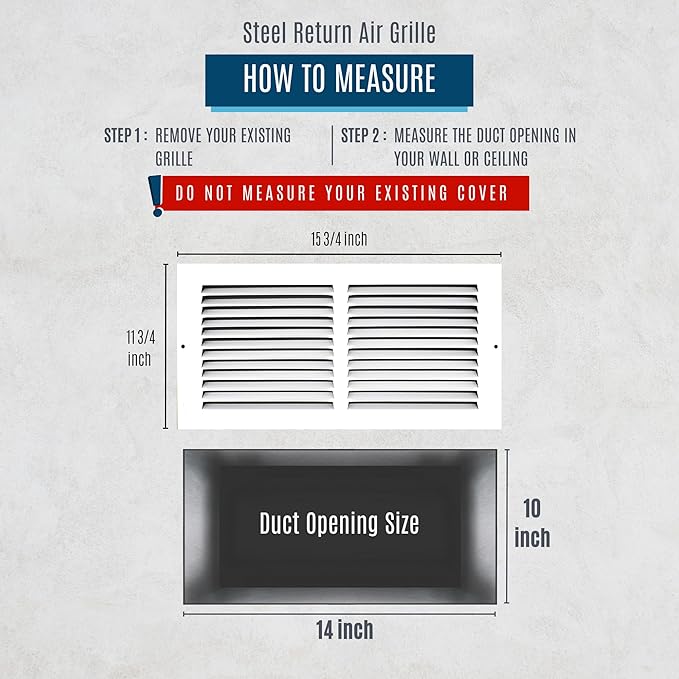 Fits 14x10 Duct Opening | Steel Return Air Grille by Handua | Vent Cover Grill - Image 3