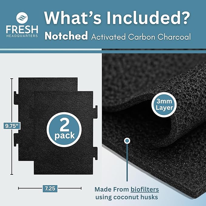 2-Pack Notched Activated Carbon Charcoal Microwave Hood Filters - Image 2
