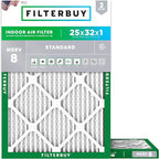 Filterbuy 25x32x1 Air Filter MERV 8 Essential Dust & Allergy Defense, by Filterbuy