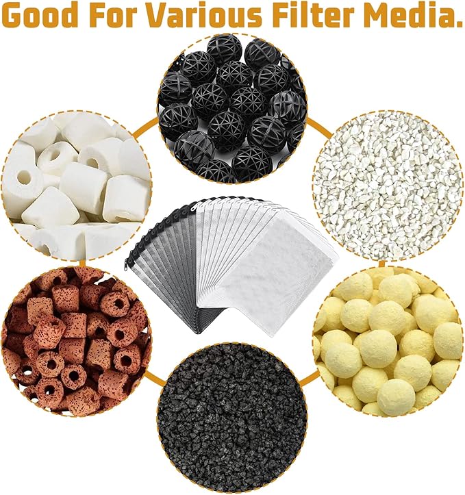 Grevosea 20 Pcs Aquarium Filter Media Bags, Fish Tank Coarse Mesh Bags 5.91 x - Image 4