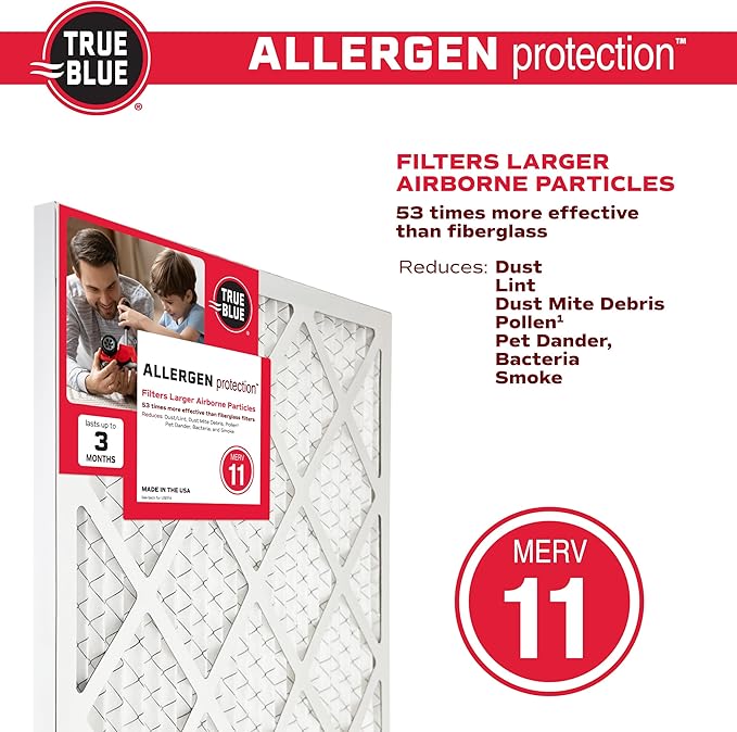 True Blue 20x30x1 MERV 11 Allergen Air Filter Electrostatic Pleated HVAC AC - Image 4
