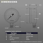 2-1/2" Dial Size, 0-100 Psi Lead-Free Pressure Gauge, Glycerin Liquid Filled - Image 5