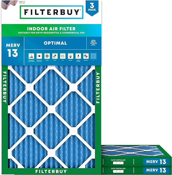 Filterbuy 8x24x1 Air Filter MERV 13 Optimal Smoke & Allergy Defense, by Filterbuy