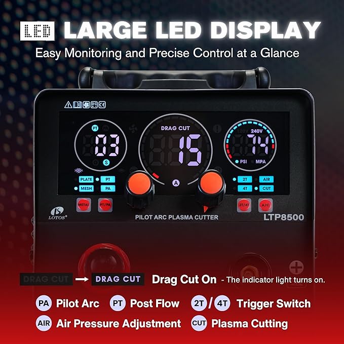 LTP8500 | 85A HF Pilot Arc Plasma Cutter, Drag-Cut Enabled, 220V Single-Phase - Image 3