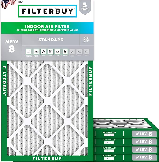 Filterbuy 13.5x29.5x1 Air Filter MERV 8 Essential Dust & Allergy Defense by Filterbuy