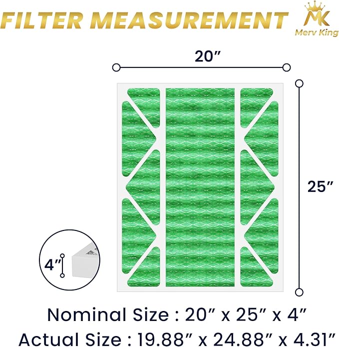 MervKing 20x25x4 Air Filter Actual Size: 19.88" x 24.88" x 4.31" MERV 13 MPR - Image 2