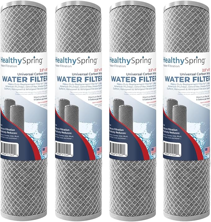 American Made, 5 Micron 2.5" x 10" Whole House CTO Carbon Sediment Water Filter by HealthySpring