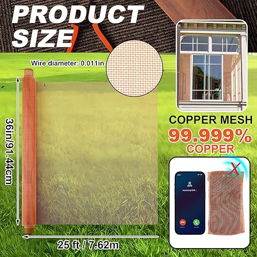 Zonon 99.999% Pure Copper Mesh Screen 36" x 25', 0.11in Wire Diameter, 16x16 - Image 2