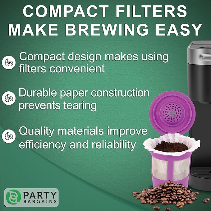 PARTY BARGAINS 300 Compact White Coffee Filter Liners – Disposable, Compatible - Image 6