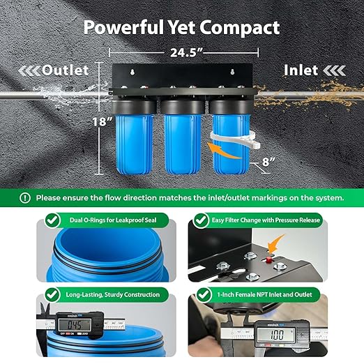 iSpring Whole House Water Filter System, 3-Stage w/ 10-Inch Sediment and Carbon - Image 3