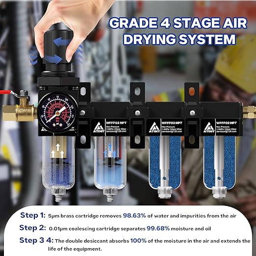 1/4" NPT 4 Stage Air Compressor Dryer System, Air Drying System Brass - Image 5