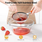 U-Taste Medium Fine Mesh Strainer: 18/8 Stainless Steel 4.73in 30 Mesh Kitchen - Image 3