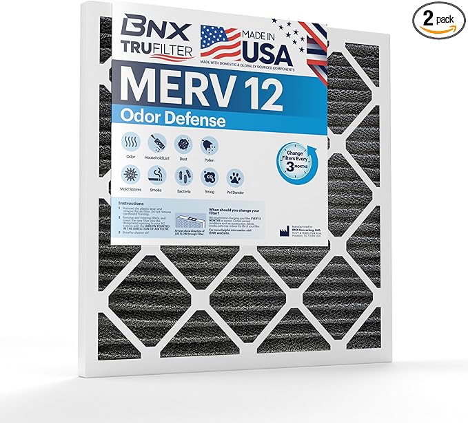 BNX TruFilter 20x25x4 MERV 12 Activated Carbon Air Filter by BNX