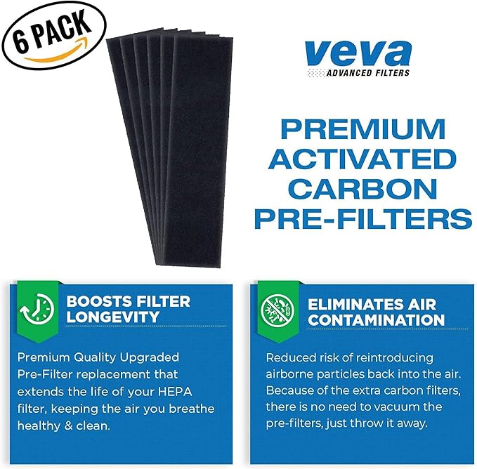 Veva 2 HEPA Air Filters & 6 Carbon Pre-Filters Replacement Filter C Compatible - Image 6