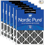 Nordic Pure 16x25x4 Pleated Air Filter MERV 12 Plus Carbon 6 Pack by NordicPure