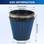 6" 152mm Cold Air Intake Filter Clamp-On Replacement High Flow Inlet Air Filter - Image 2