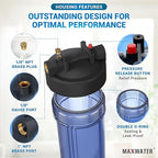 Max Water Whole House 20" x4.5" Purple Clear WH Water Filter Housing 1 inch - Image 3