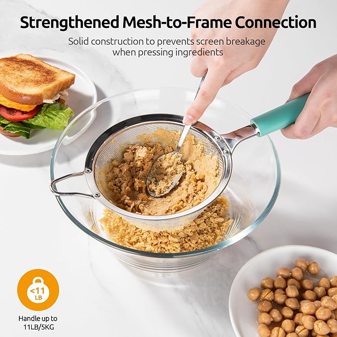 U-Taste Medium Fine Mesh Strainer: 18/8 Stainless Steel 4.73in 30 Mesh Kitchen - Image 7